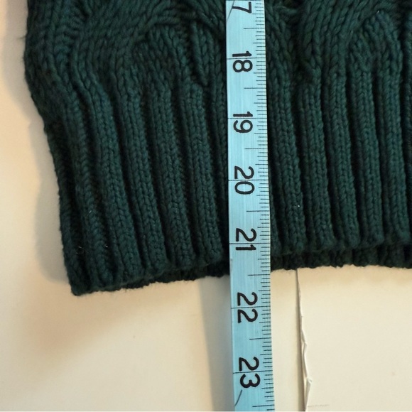 Loft Collared Split Neck Chunky Cable Knit Green Fisherman Sweater Shirt XXS - Picture 12 of 12